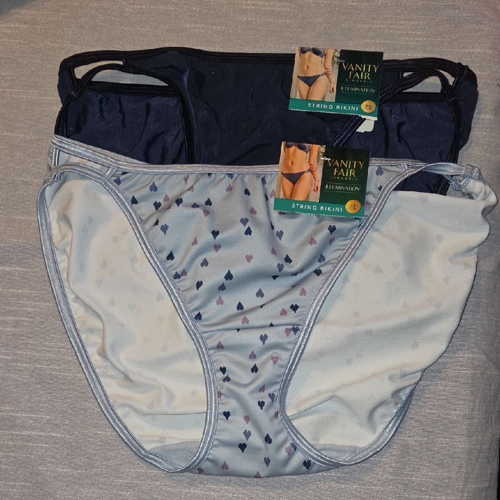 Vanity Fair Illumonation String Bikini Panties Set Of 2 Size 7 L
